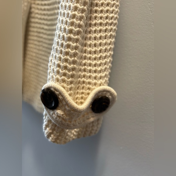 Banana Republic Cotton Wool Ivory Chunky Knit Double Breasted Sweater Size M - Picture 8 of 10